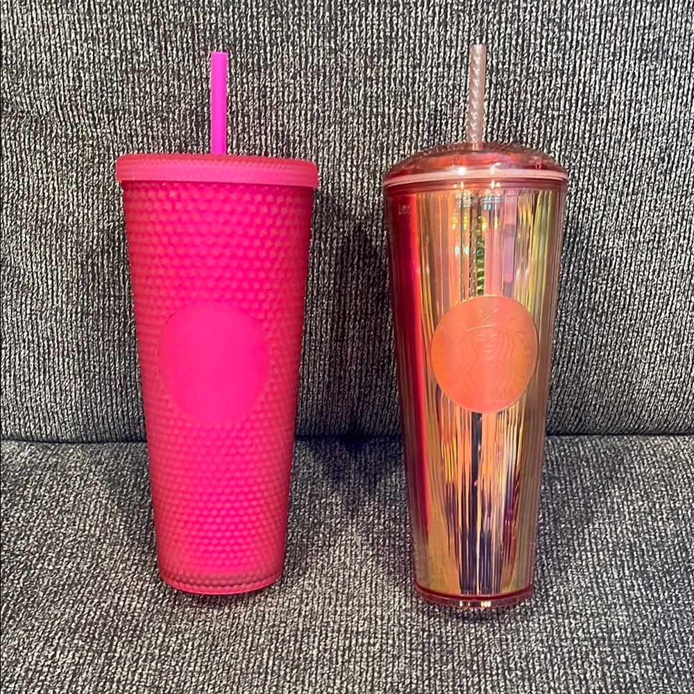 Vibrant Pink and Iridescent Starbucks Tumbler